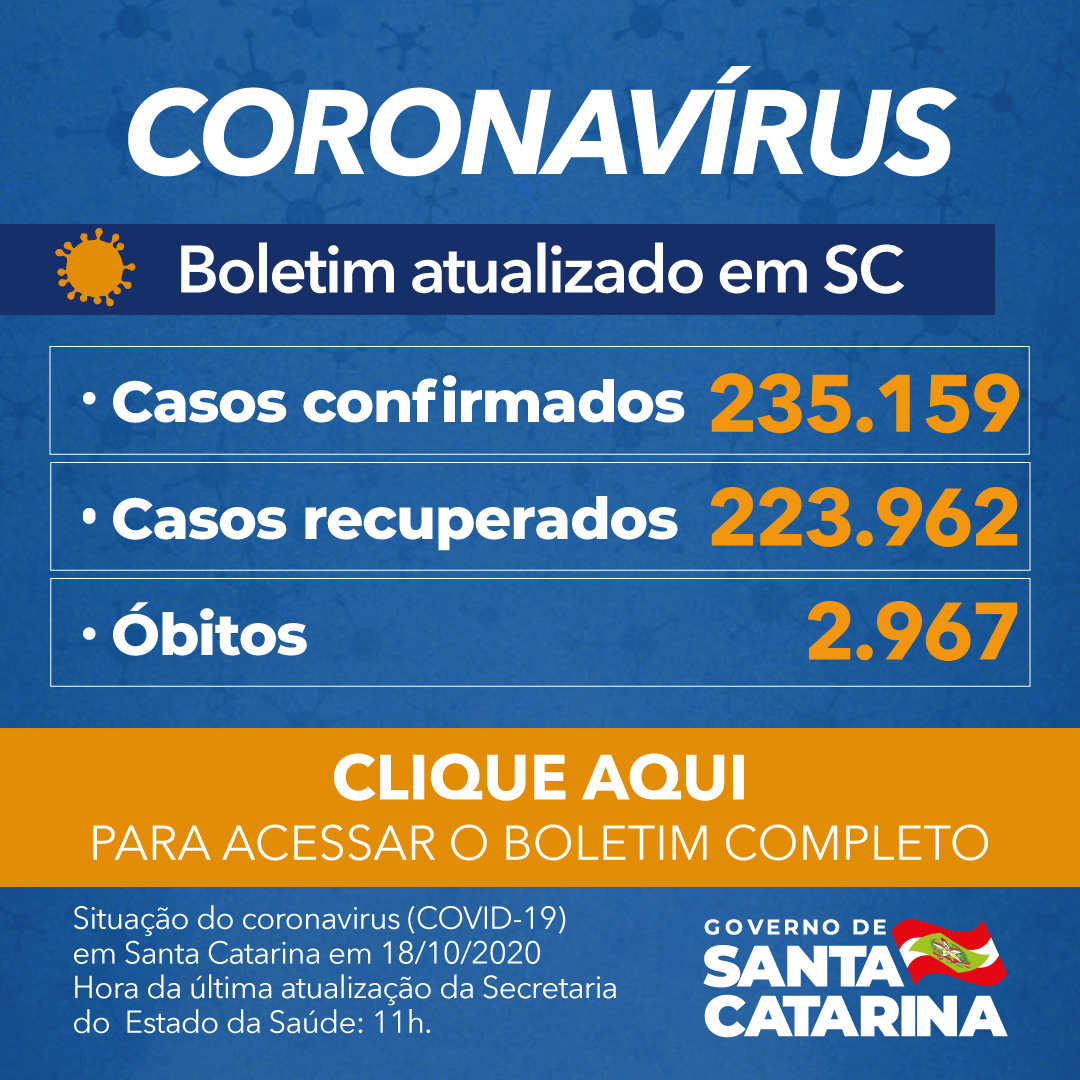 BOLETIM CORONA VIRUS 18 10 2020 CLIQUE AQUI