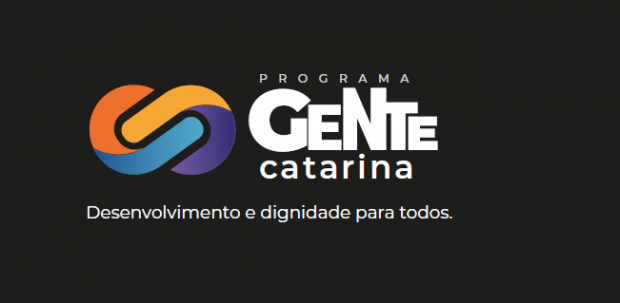 Imagem preta com logo do Programa Gente Catarina - Desenvolvimento e dignidade para todos