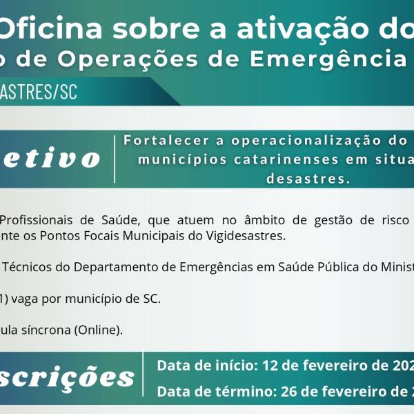 Diretoria de Vigilância Sanitária promove oficina sobre ativação do Centro de Operações de Emergência para os municípios