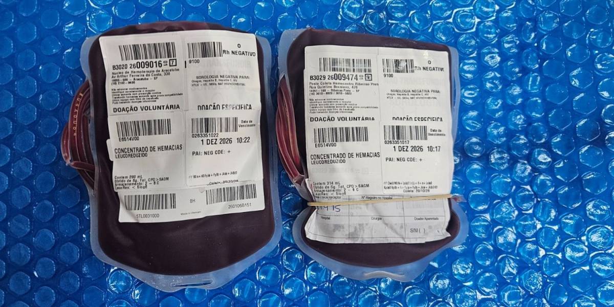 Bolsas de sangue raro chegam a Santa Catarina para atender paciente com anemia falciforme